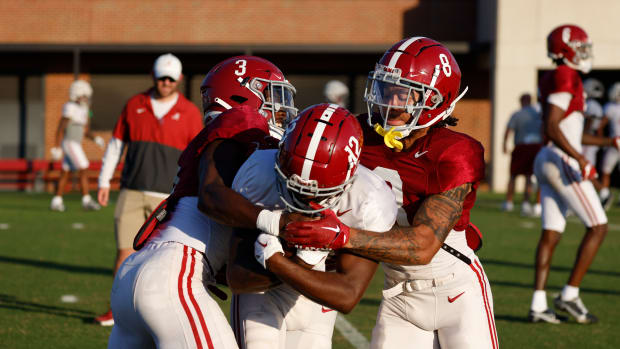 Christian Leary, Terrion Arnold and DeVonta Smith
